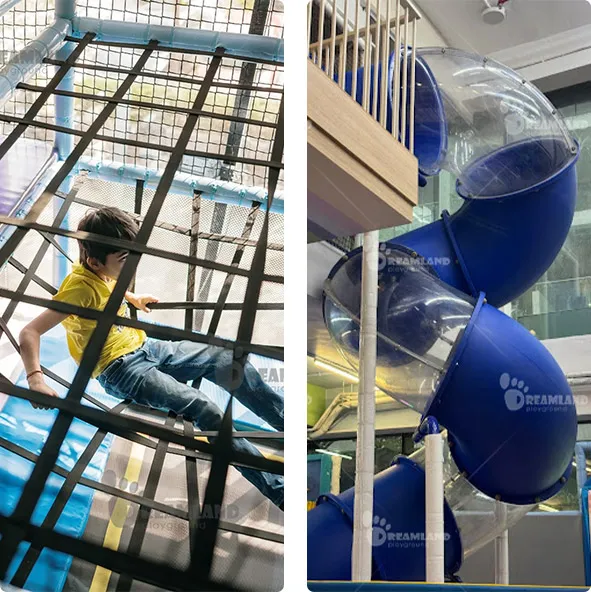 climbing net,spiral tube slide