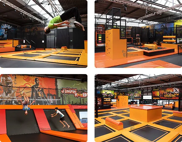 Jump on the main court.,jump platform,The children are jumping on the trampoline,The trampoline park in the Netherlands