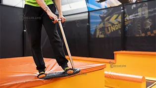 A trampoline suitable for children to play on