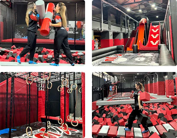 Battle Beam,Donut Slide with air bag,Ninja course,Trampoline Park Swing Bridge