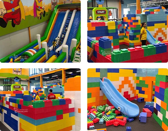 Inflatables,Interactive Fun Zone,Lego Land,Slide Module Area in EPP Block Themed Play Zone