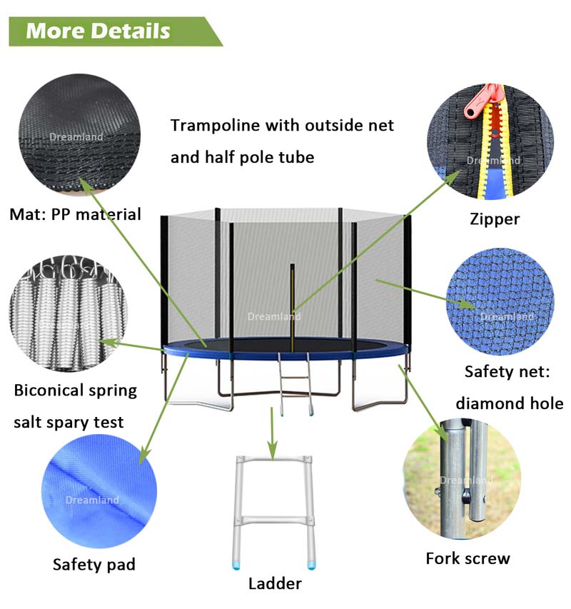 outdoor 8ft mini jump trampoline with net for kids dl s002a 1