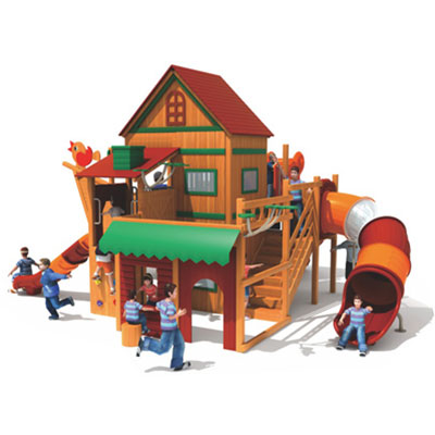 Wooden playhouse for kids outdoor playground DL-MMF002-19361